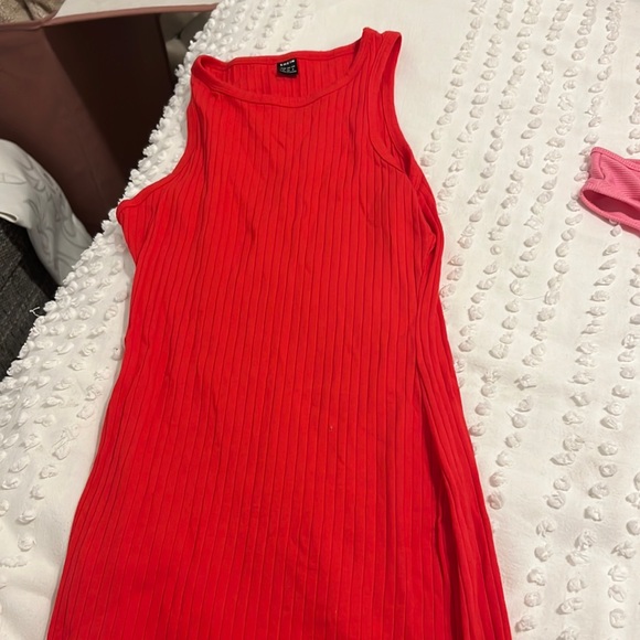 Red Rib Knit Bodycon Mini Dress - Picture 5 of 6